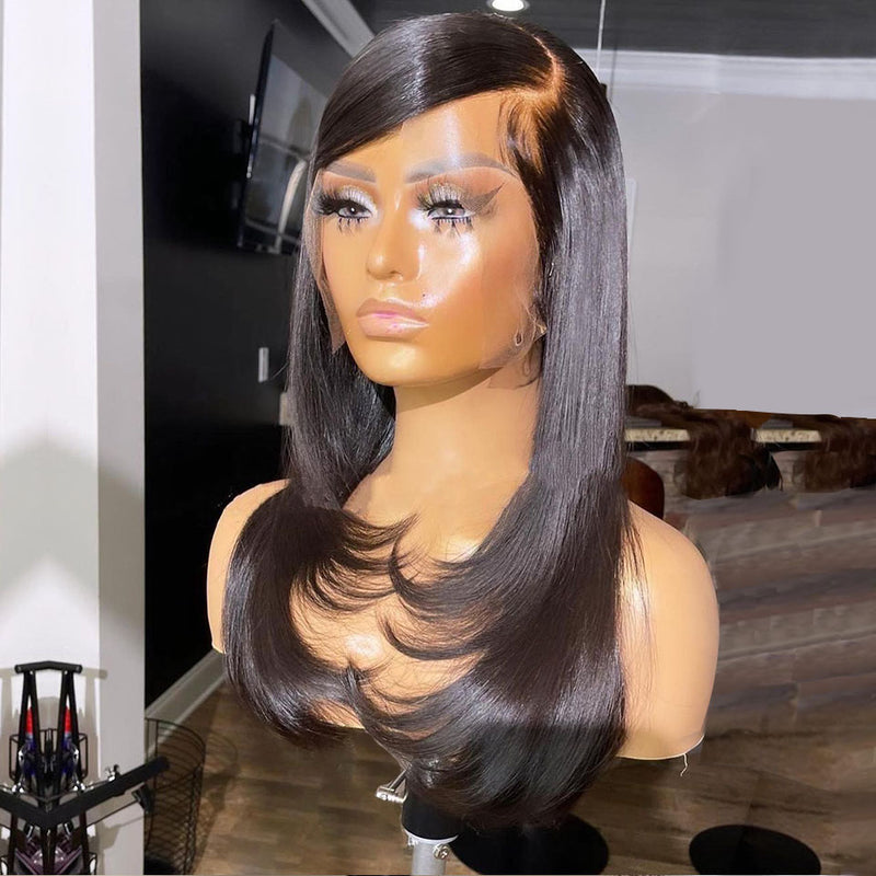 Silk And Smooth Straight Virgin Hair Lace Frontal Wig Middle Part