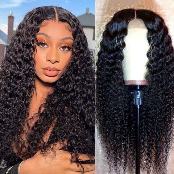 Curly Virgin Hair 13*4 Lace Frontal Wig Middle Part