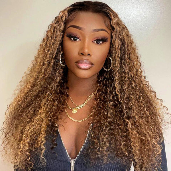 High Density Highlight Romantic Curly Lace Frontal Lace Wig
