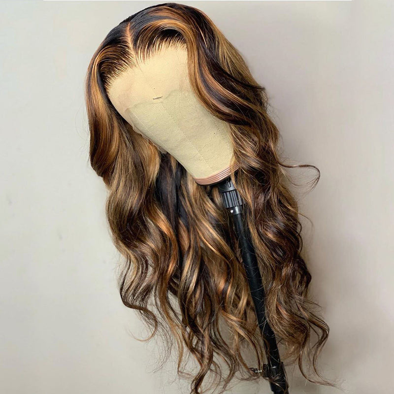 Highlight Mix Color Body Wave 100% Virgin Human Hair Lace Frontal Wig