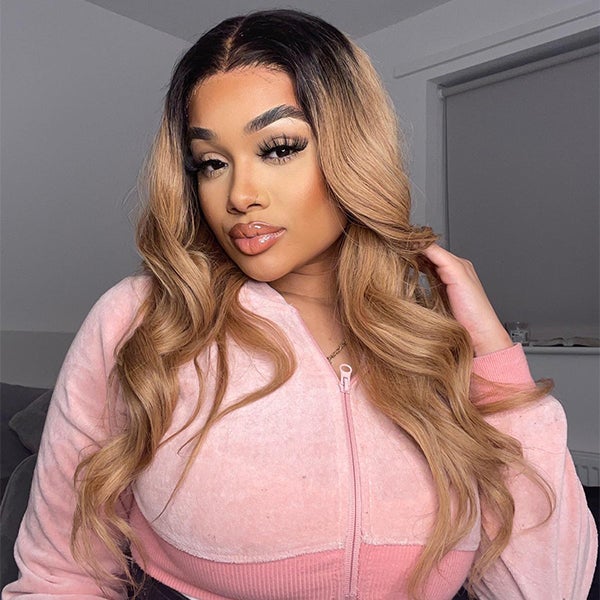 Honey Brown Body Wave Lace Frontal Wig 180% Density