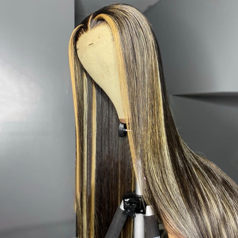 Piano Ombre Highlight Straight Free Part 100% Virgin Human Hair Lace Frontal Wig