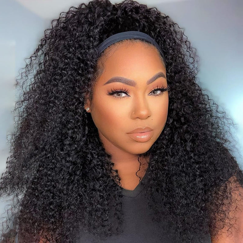 Full And Thick 250% Density Curly Headband Wig