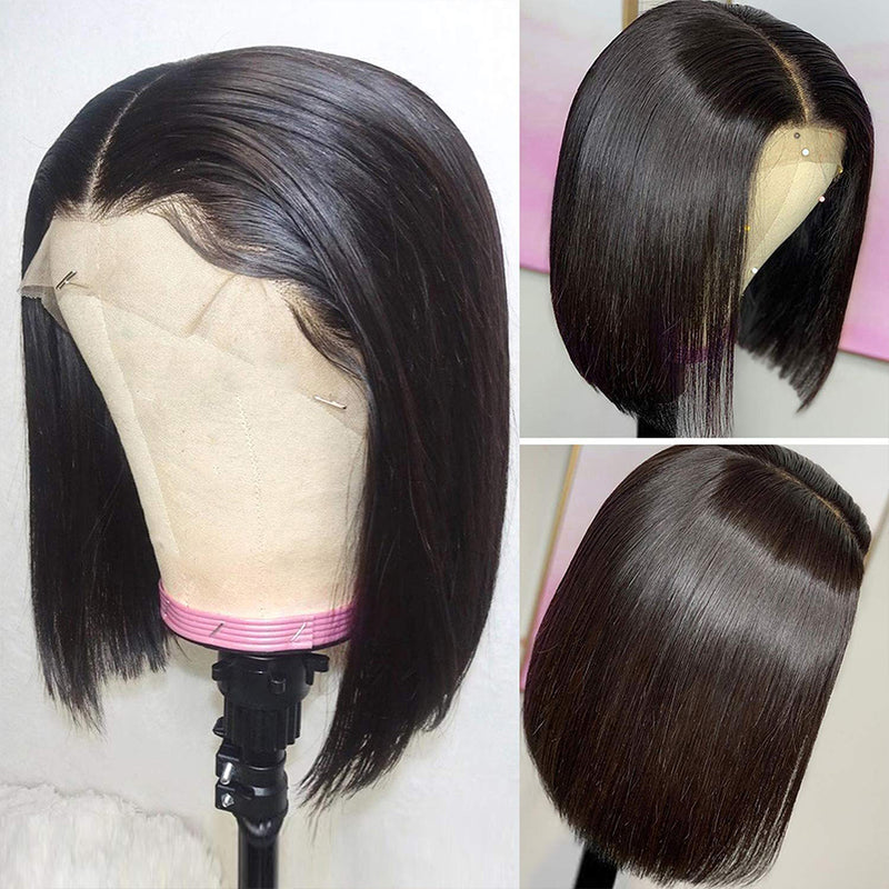 FLASH SALE! 13*4 Lace Front Bob Straight Virgin Hair Lace Frontal Wig 180% Density