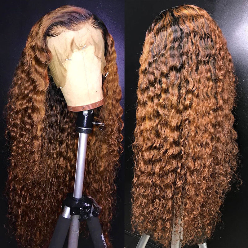 Party Queen 1b/27 Romantic Curly Virgin Human Hair Lace Frontal Wig
